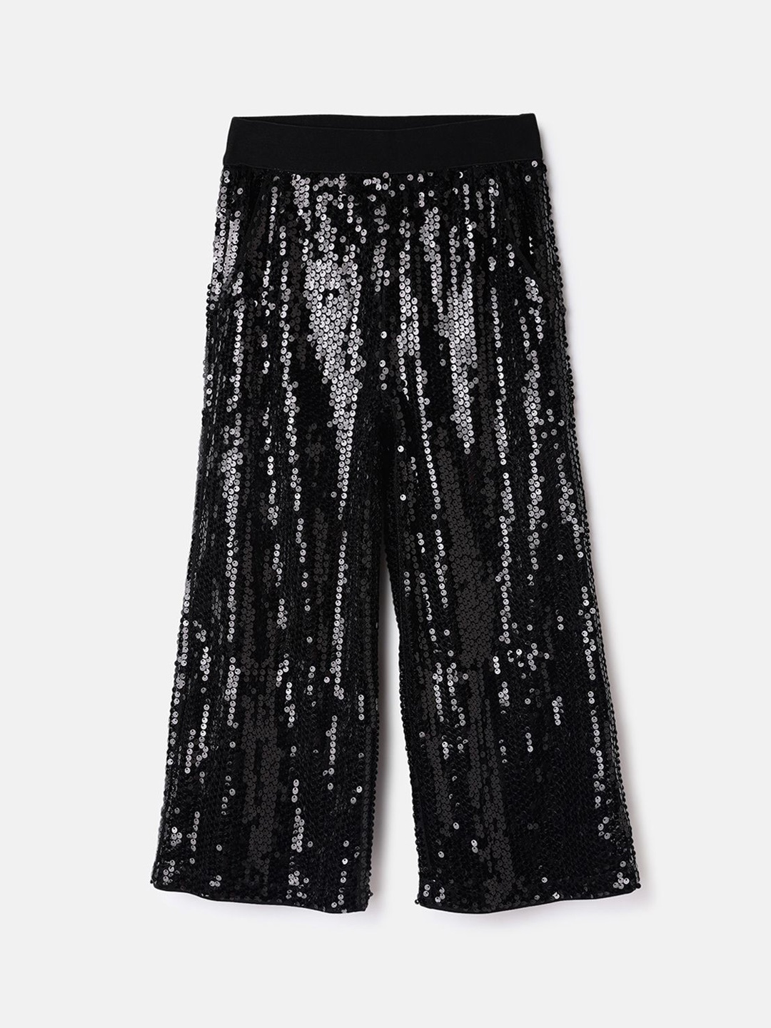 

United Colors of Benetton Girls Embellished Regular Fit Trousers, Black