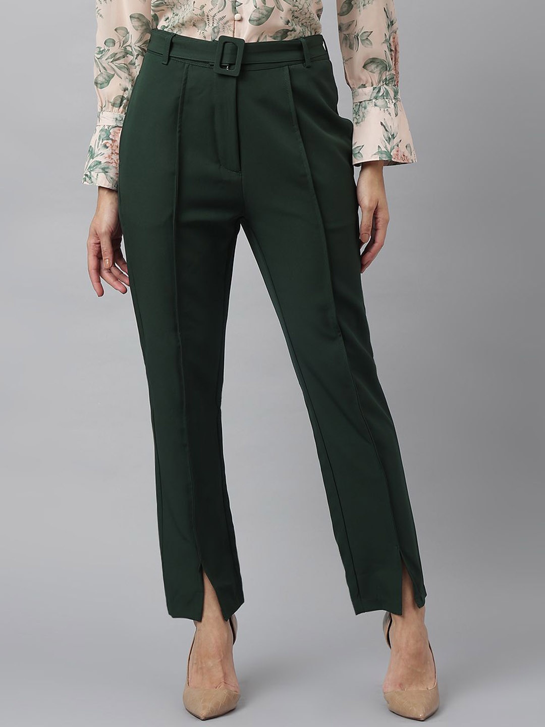 

Latin Quarters Women High-Rise Trousers, Green