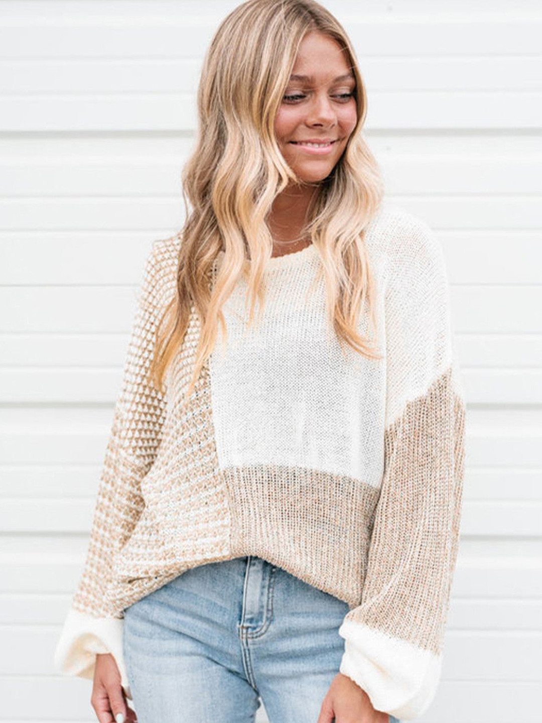 

StyleCast Women Colourblocked Round Neck Pullover, Off white