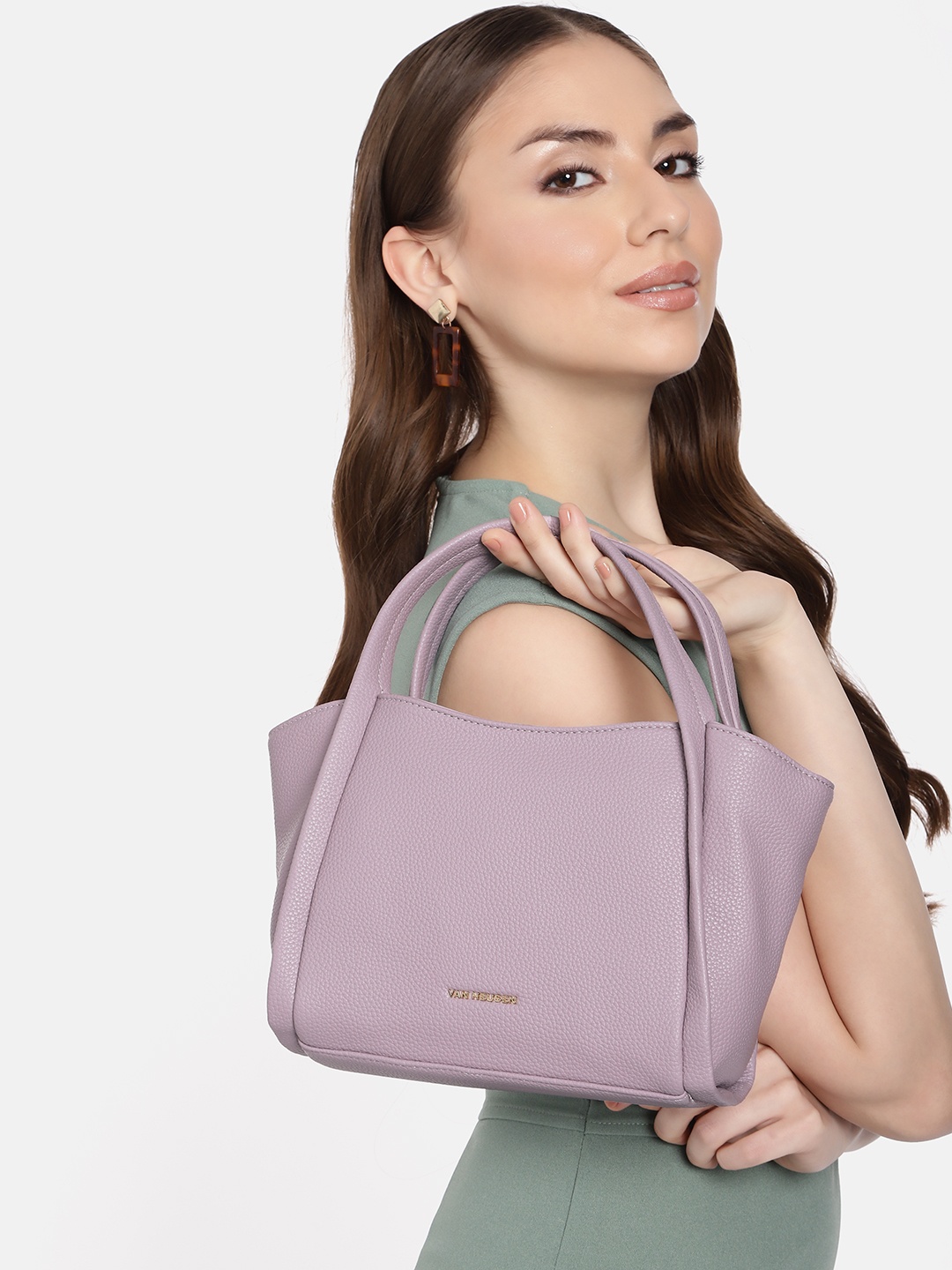 

Van Heusen Women Solid Handheld Bag, Mauve