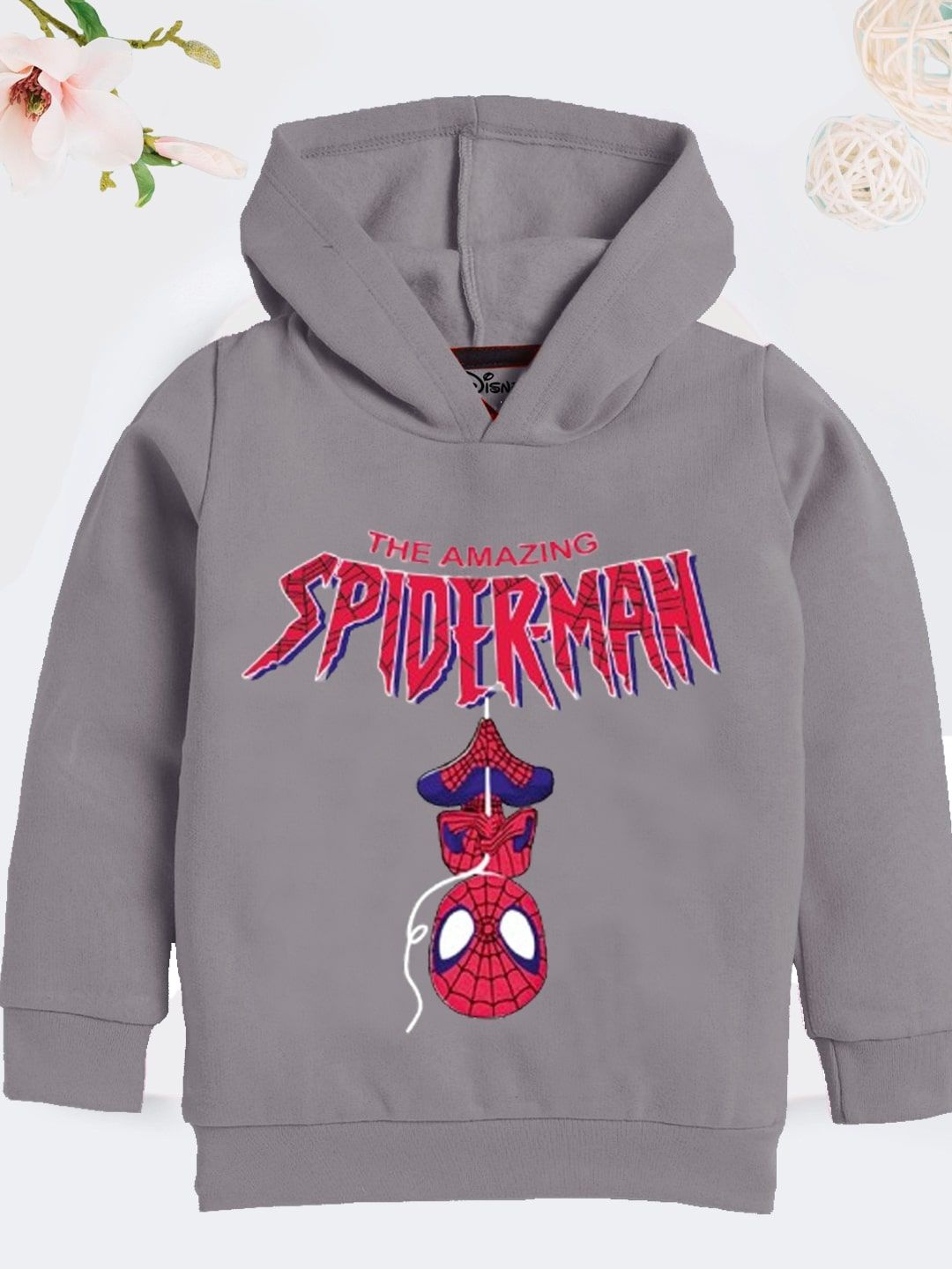 

YK Disney Boys Spider Man Printed Hooded Sweatshirt, Grey