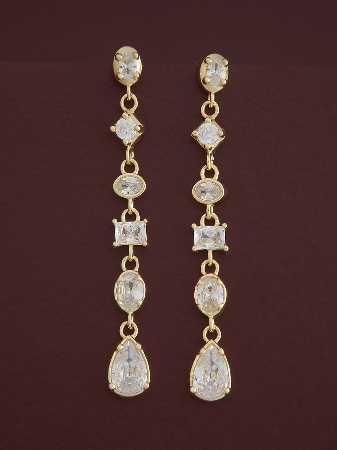 

Kushal's Fashion Jewellery Sterling Silver Zircon Gold-Plated Drop Earrings