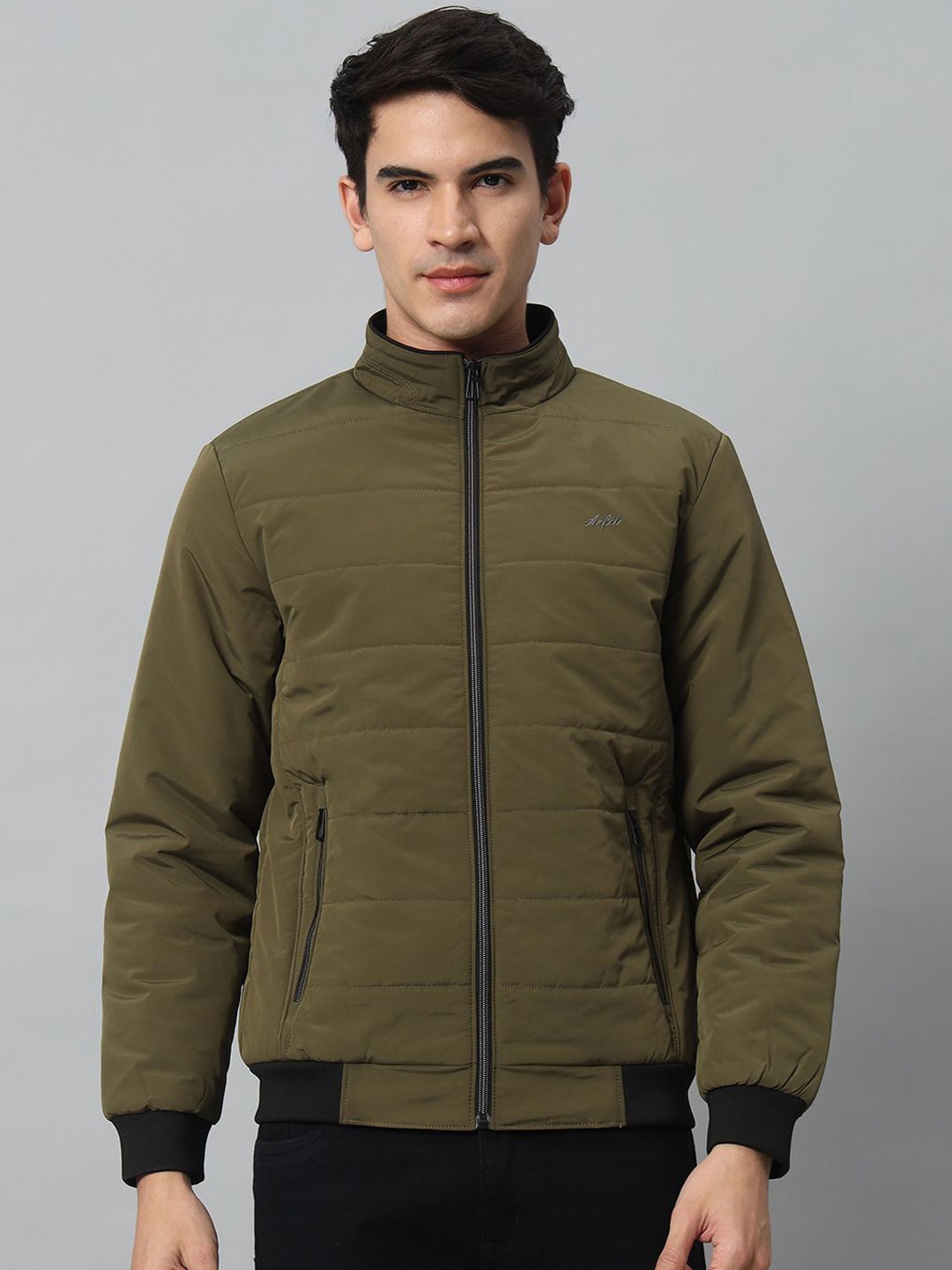 

AR-FIT Men Water Resistant Self Design Jacket, Olive