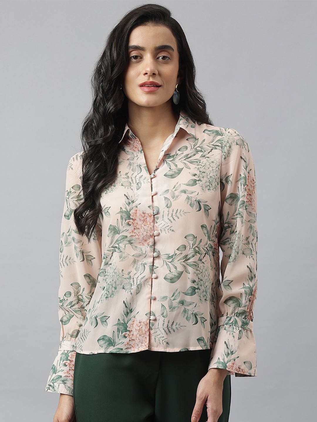 

Latin Quarters Women Floral Printed Casual Shirt, Beige