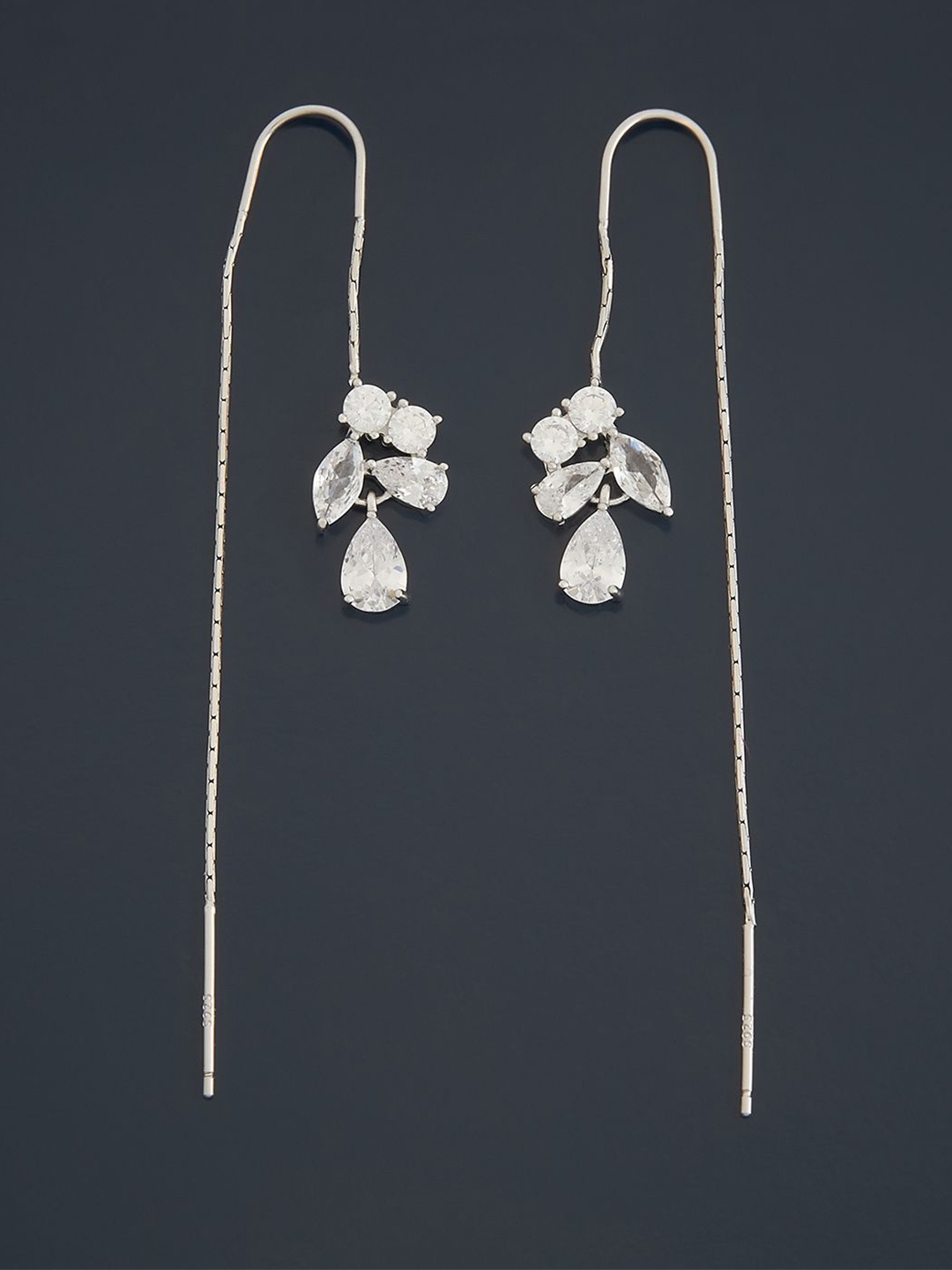 

Kushal's Fashion Jewellery Sterling Silver Zircon Rhodium-Plated Drop Earrings