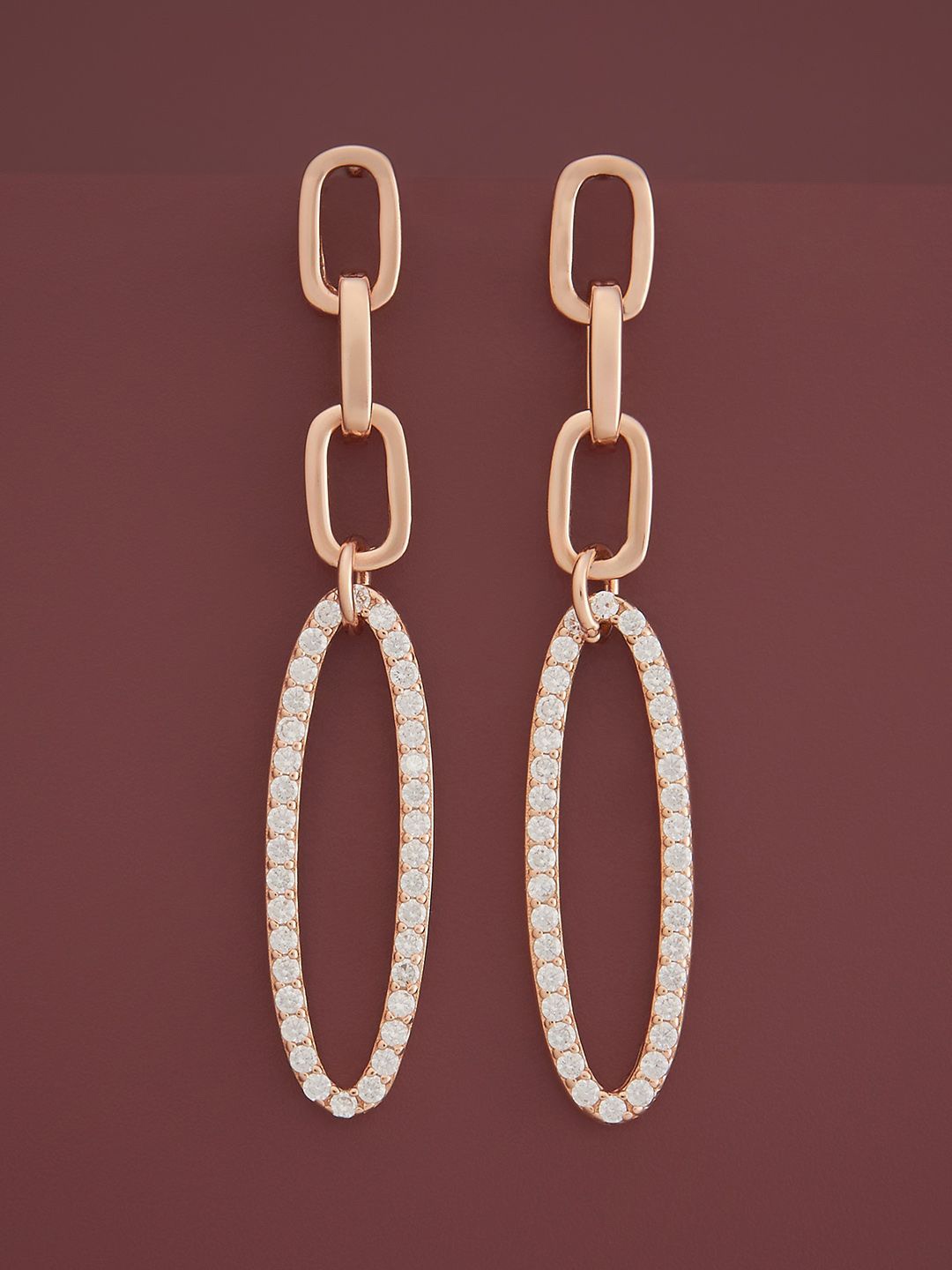 

Kushal's Fashion Jewellery Sterling Silver Zircon Rose Gold-Plated Drop Earrings