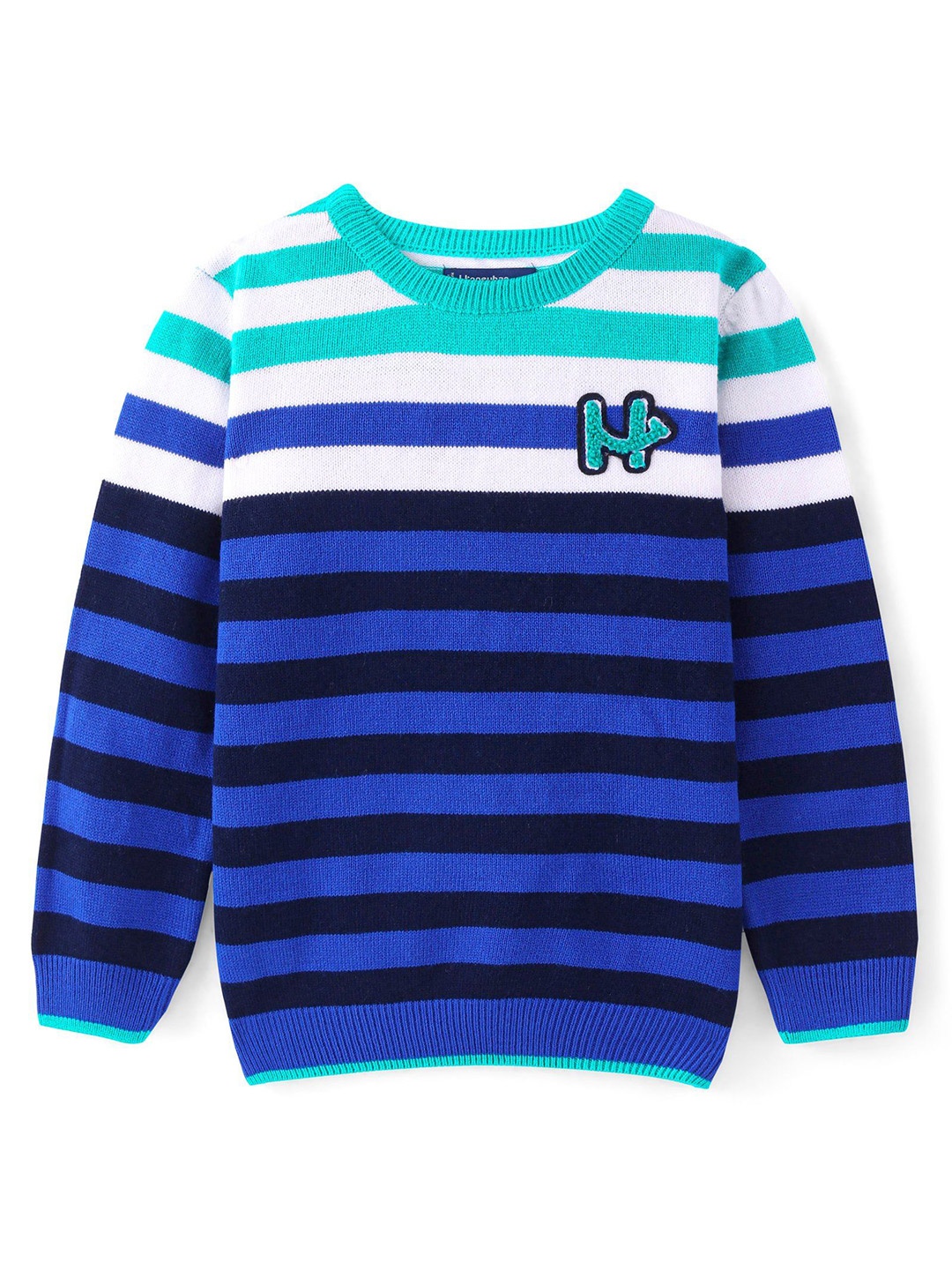 

Honeyhap Boys Striped Round Neck Pullover, Green