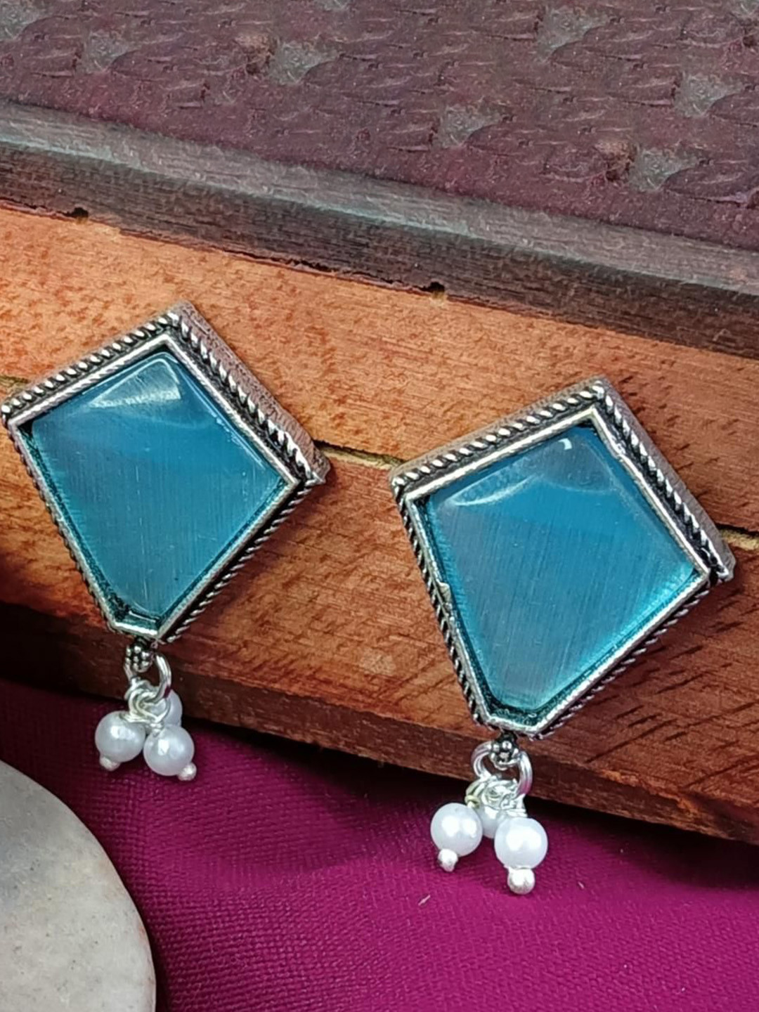 

Efulgenz Rhodium-Plated Contemporary Crystal Oxidised Drop Earrings, Silver