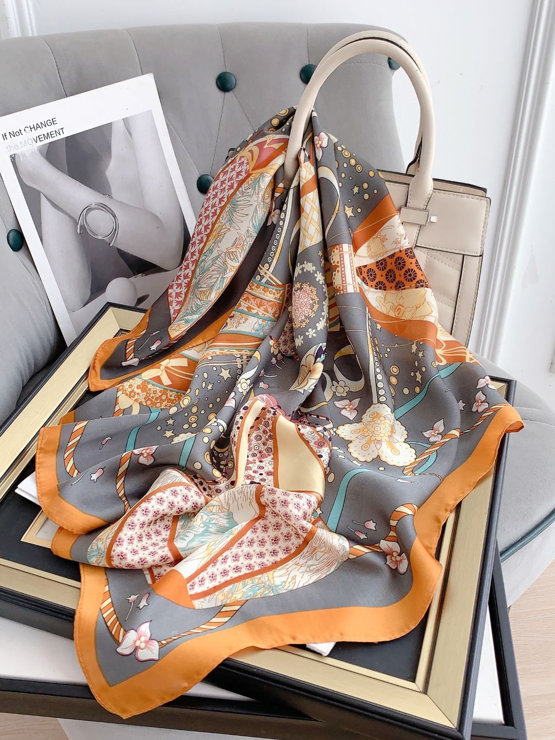 

CrossKulture Women Printed Scarf, Grey