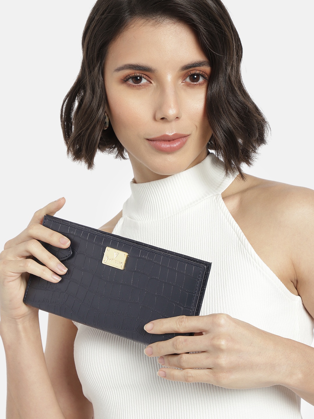 

Van Heusen Women Navy Blue Textured Two Fold Wallet