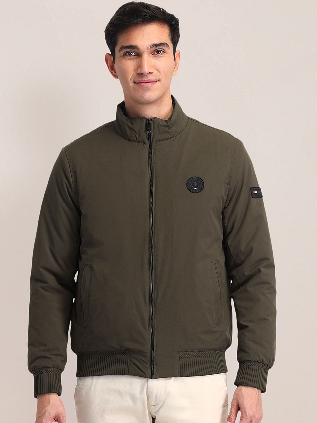 

U.S. Polo Assn. Men Brand Logo Bomber Jacket, Green
