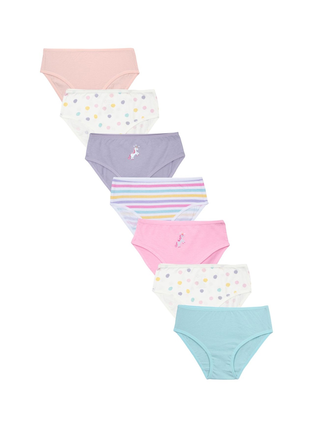 

Charm n Cherish Girls Pack Of 7 Printed Pure Cotton Basic BriefsGWBRO75, Pink
