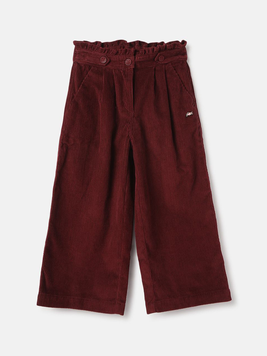 

Blue Giraffe Girls Textured Straight Fit Pleated Trousers, Red