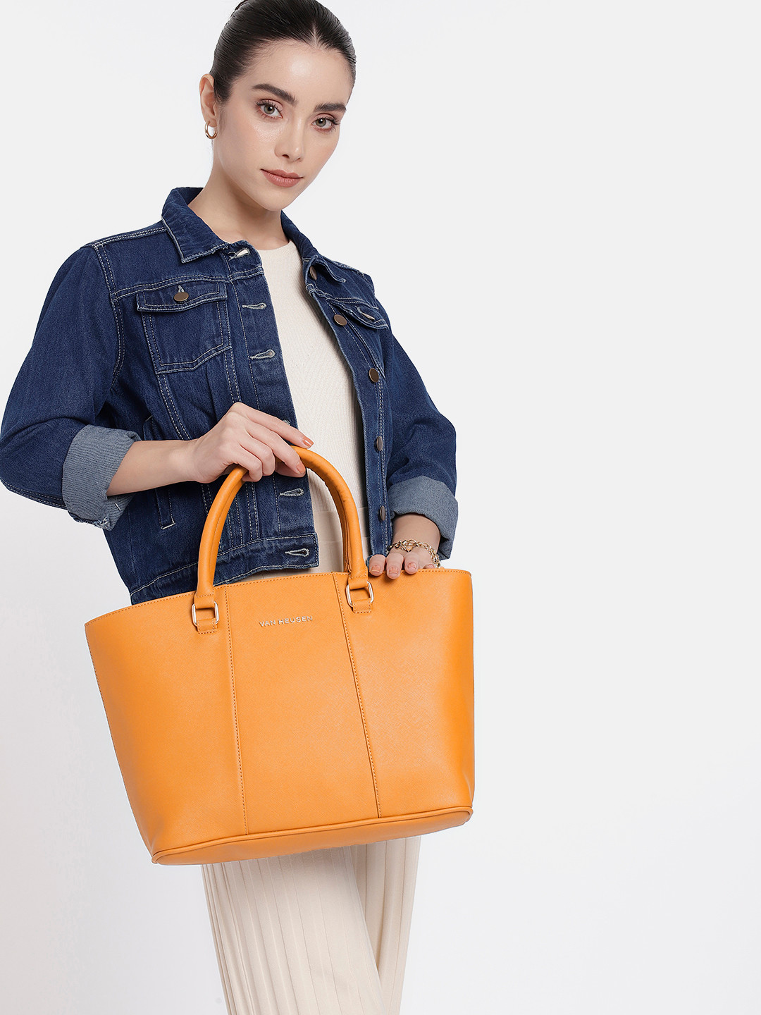 

Van Heusen Solid Handheld Bag, Mustard