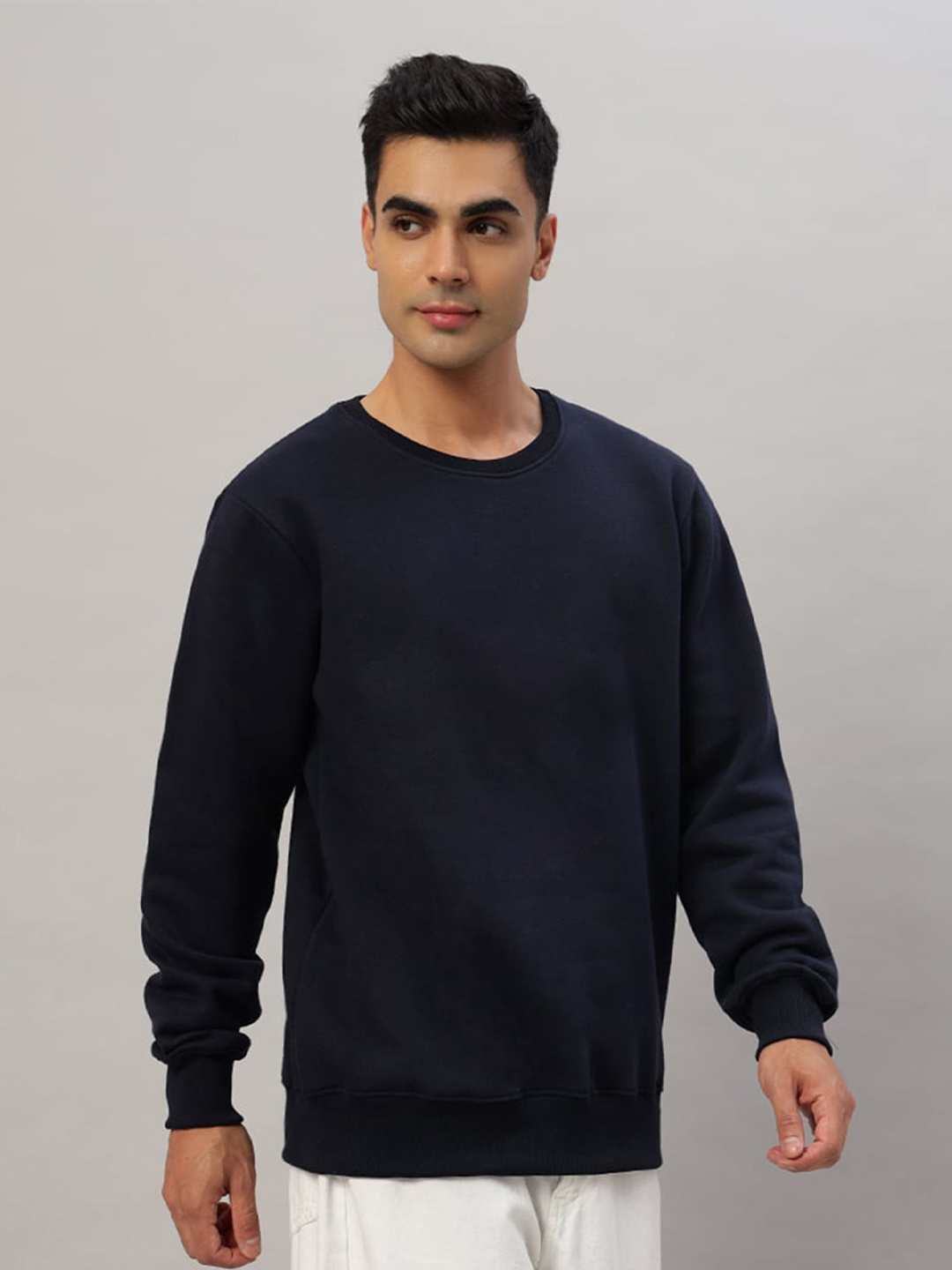 

Juxar Men Solid Cotton Sweatshirt, Navy blue