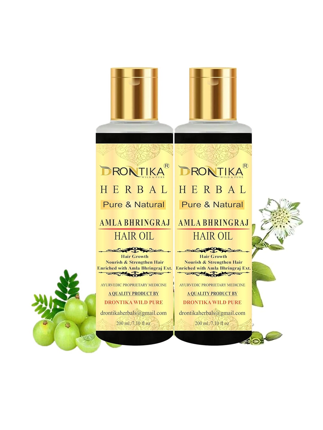 

DRONTIKA Set Of 2 Herbal Amla Bhringraj Hair Oil - 200 ml Each, White