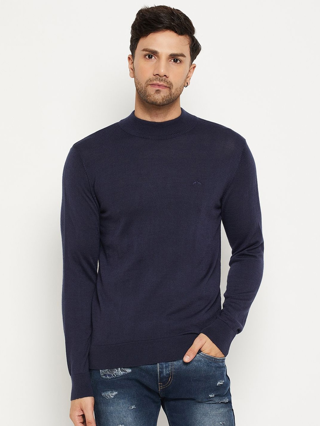 

98 Degree North Men Woollen Turtle Neck Pullover Sweaters, Navy blue