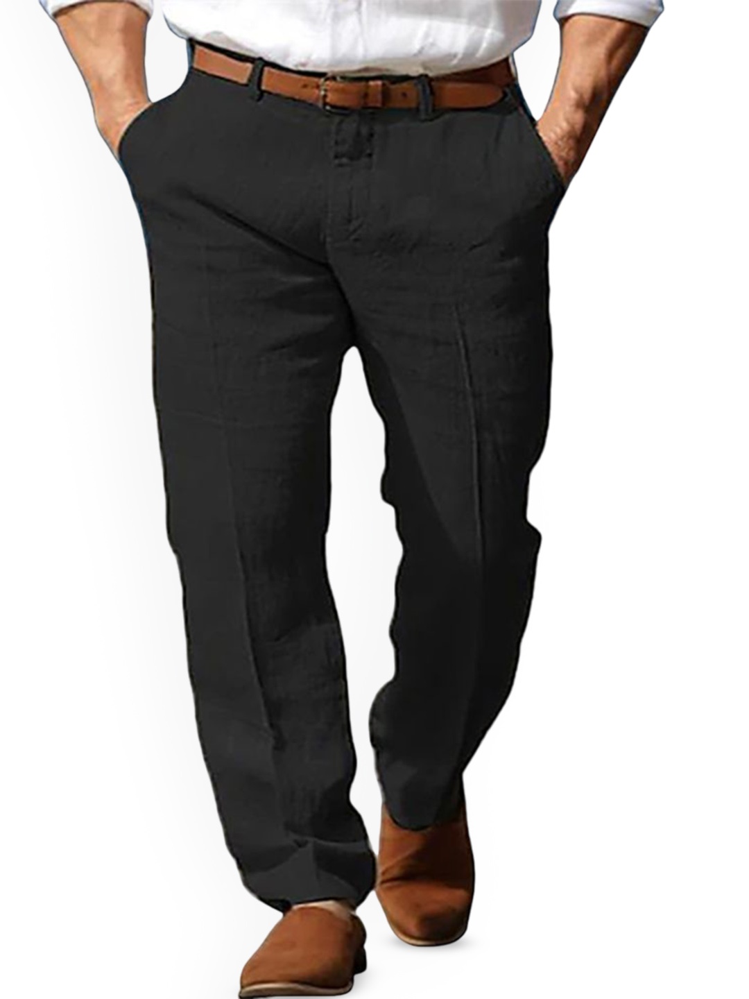 

StyleCast x Revolte Men Cotton Easy Wash Trousers, Black