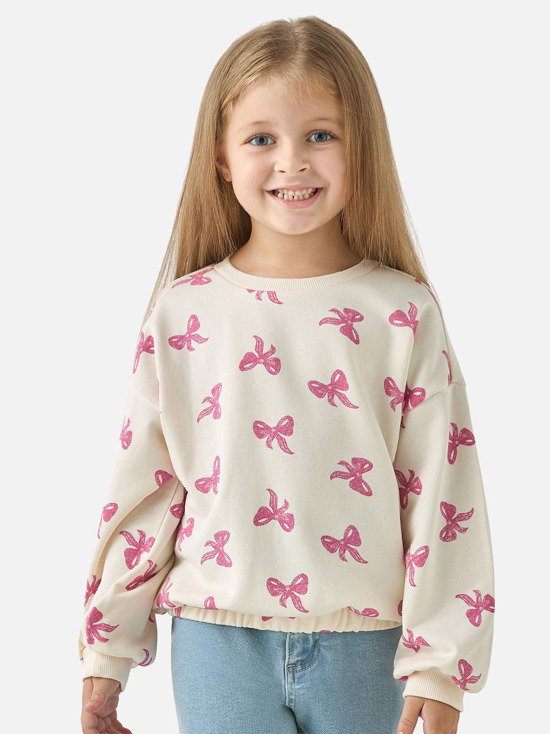 

Juniors by Babyshop Girls Printed Cotton Round Neck Long Sleeves Sweatshirt, White