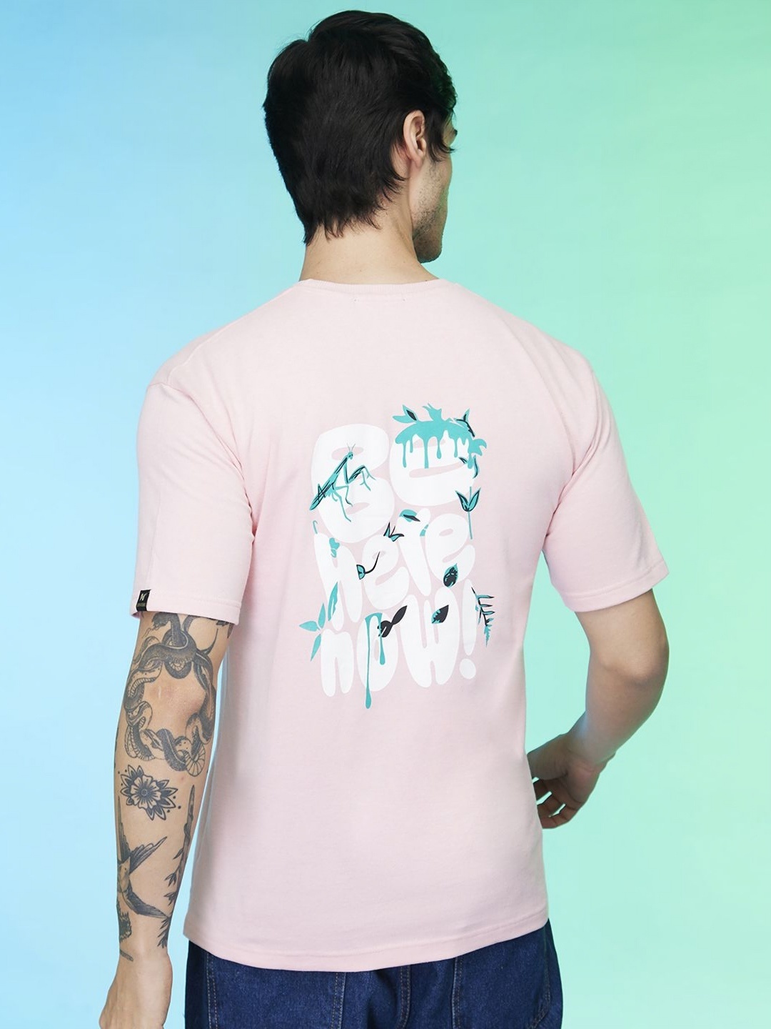 

Mmore Men Typography Printed Cotton T-shirt, Pink