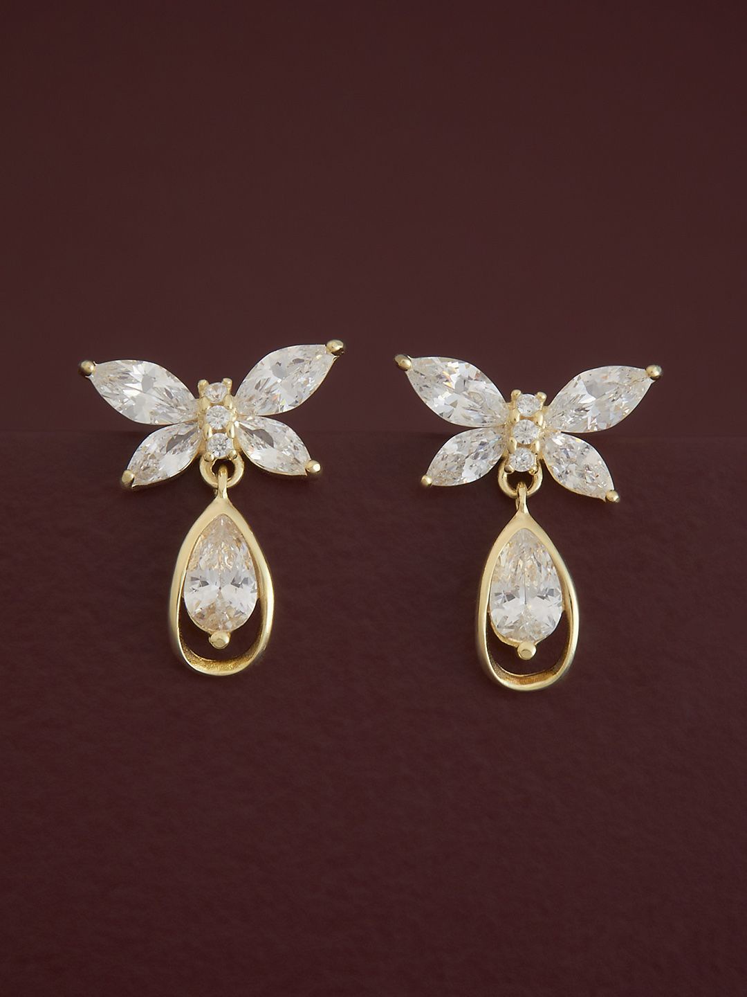 

Kushal's Fashion Jewellery Sterling Silver Zircon Gold-Plated Drop Earrings