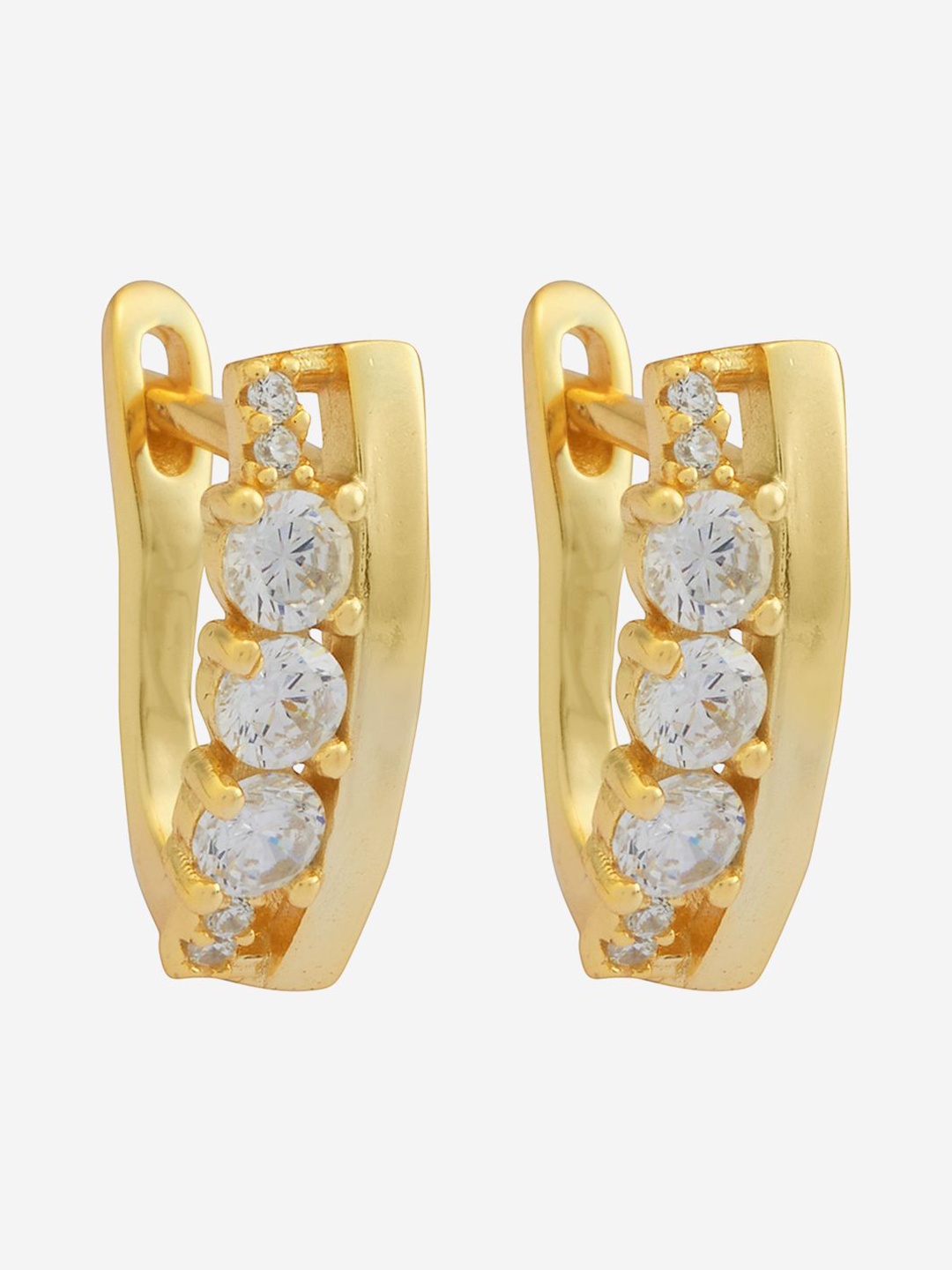 

Kushal's Fashion Jewellery Sterling Silver Zircon Gold-Plated Hoop Earrings
