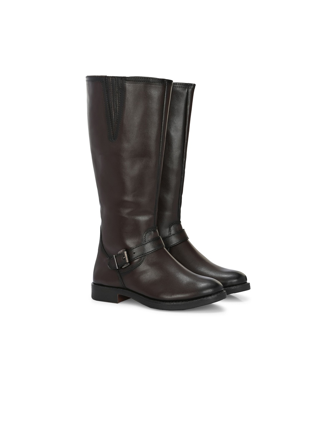 

Delize Women High-Top Block-Heeled Winter Boots, Coffee brown