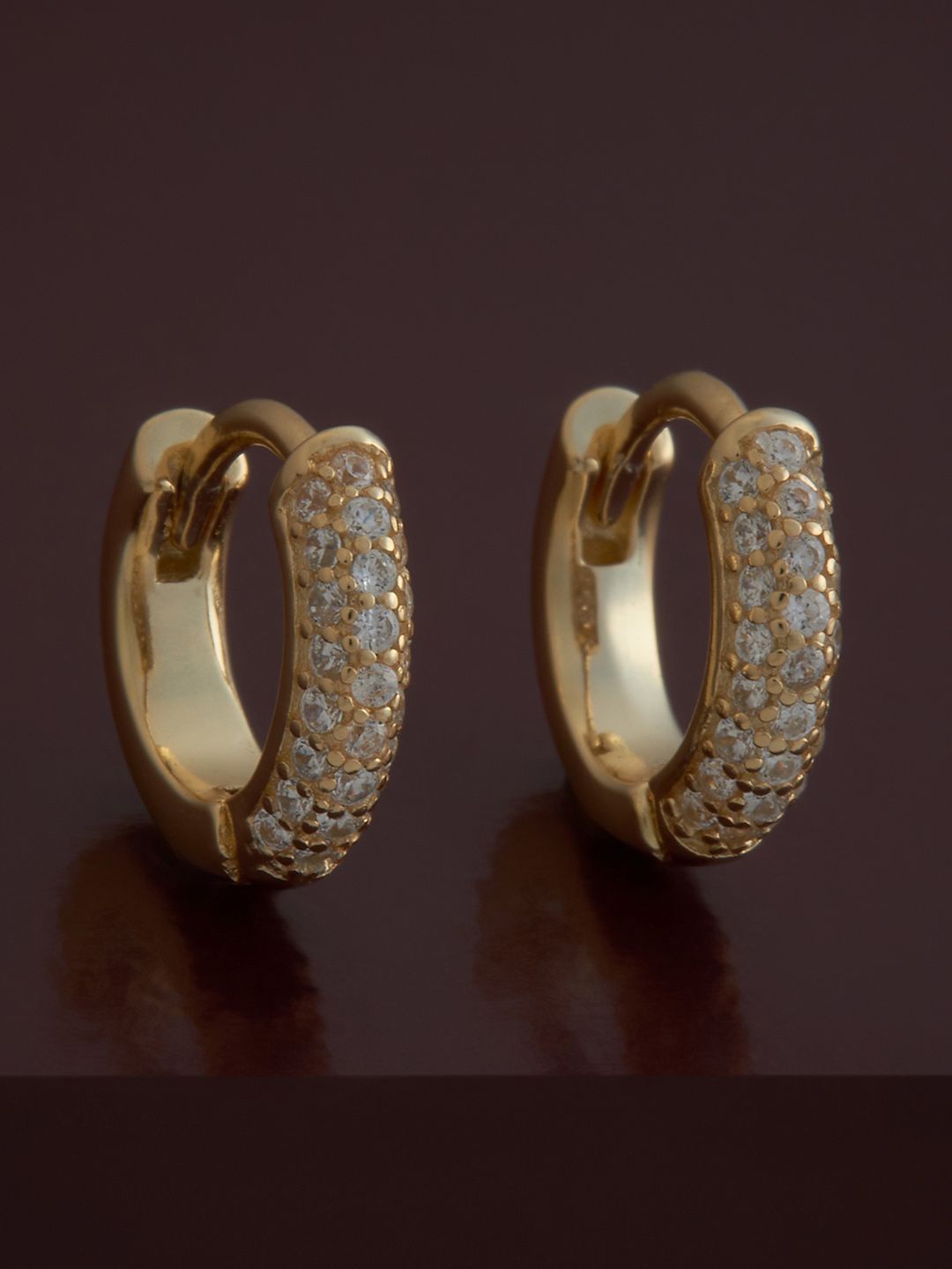

Kushal's Fashion Jewellery Sterling Silver Zircon Gold-Plated Hoop Earrings