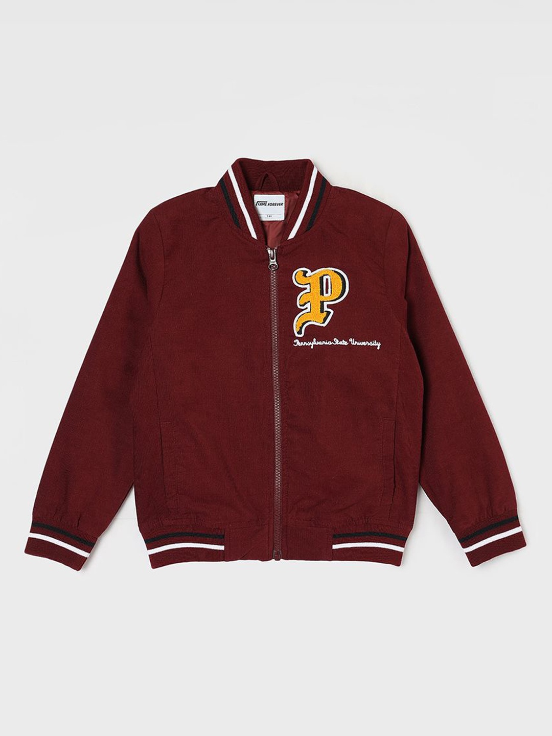 

Fame Forever by Lifestyle Boys Varsity Jacket, Maroon