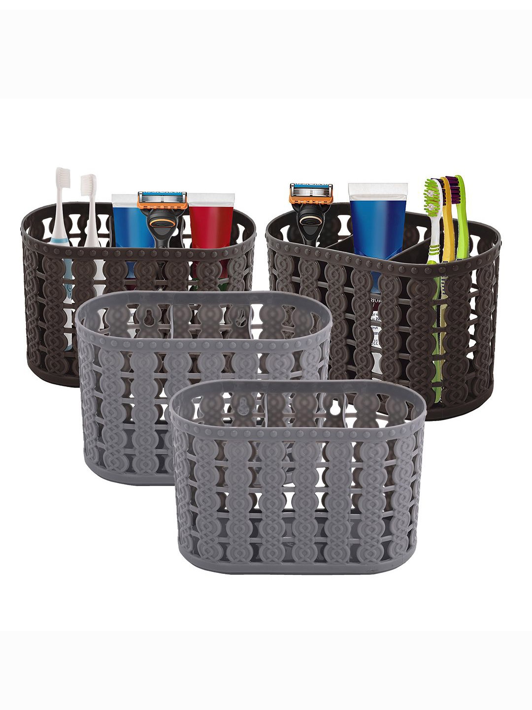 

Kuber Industries Grey 4 Pieces Reusable Hanging Wall Mounted Organisers