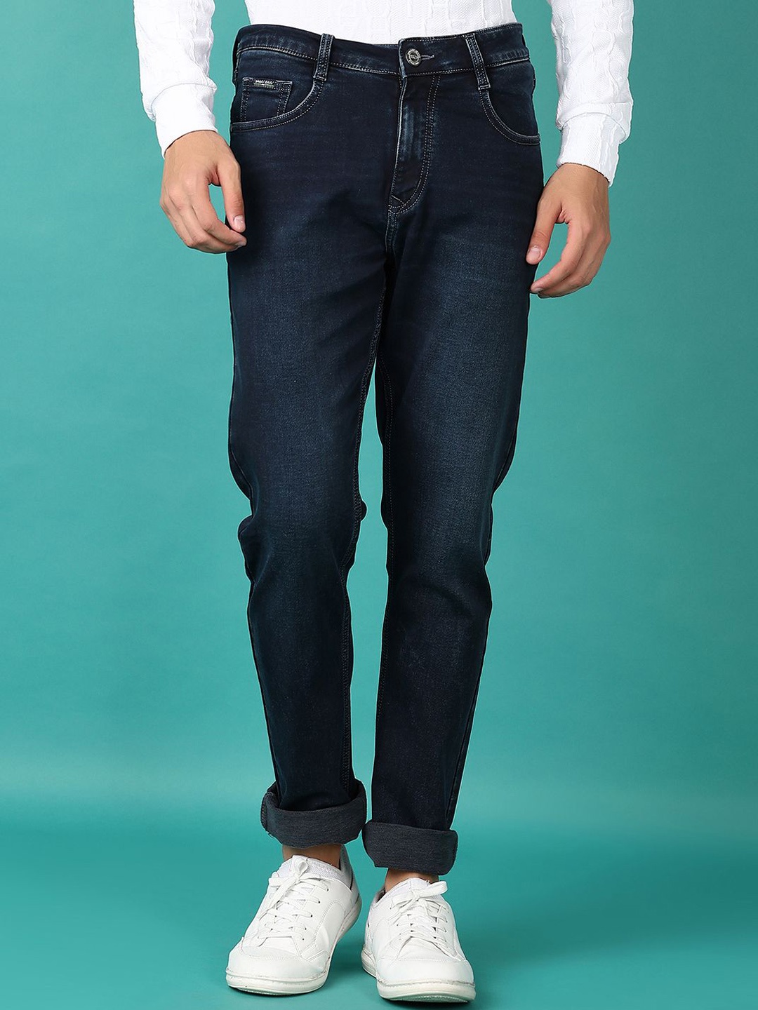 

V-Mart Men Denim Mid-Rise Light Fade Stretchable Jeans, Navy blue