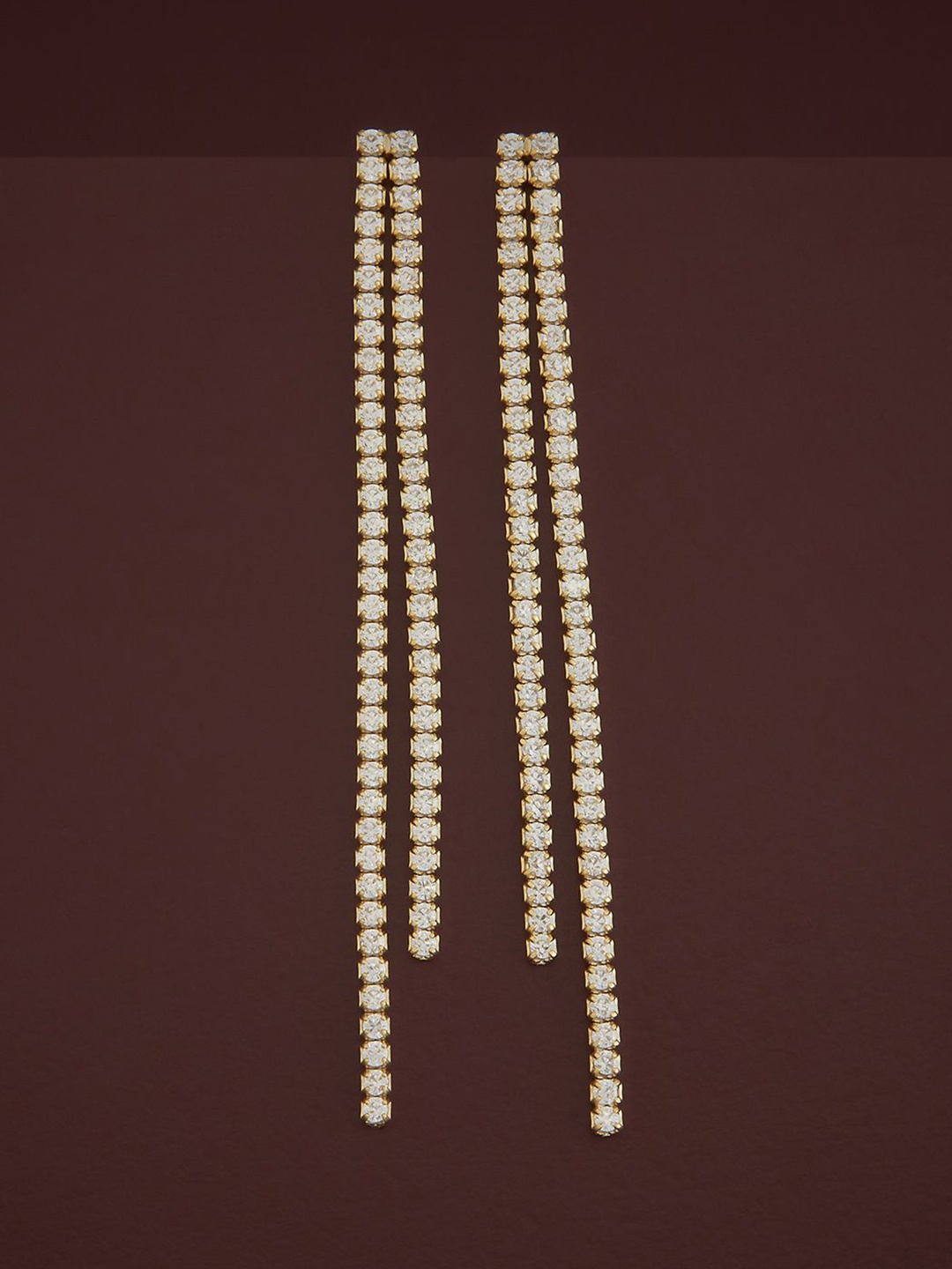

Kushal's Fashion Jewellery Sterling Silver Zircon Gold-Plated Drop Earrings