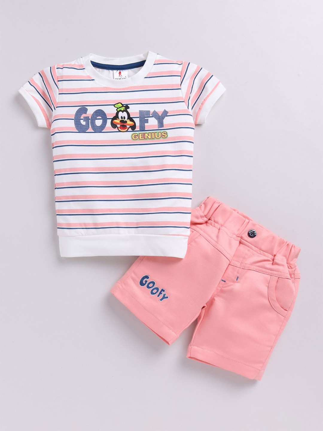 

Annie Infants Boys Striped Pure Cotton T-shirt with Shorts, White