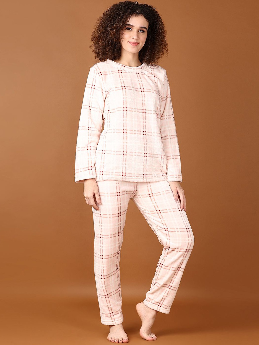 

V-Mart Women Printed Round Neck Slip-On Night suit, Pink