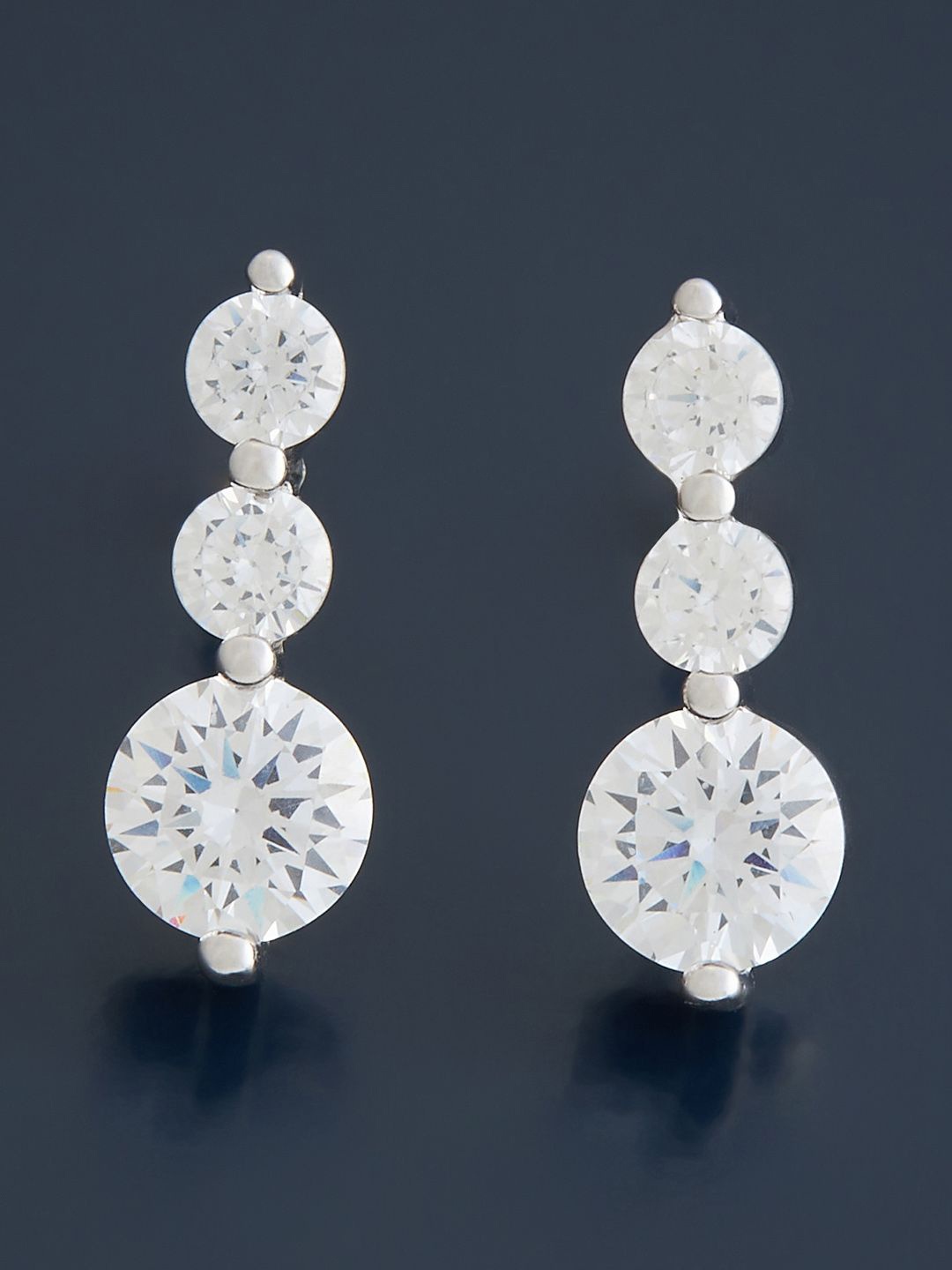 

Kushal's Fashion Jewellery Sterling Silver Zircon Rhodium-Plated Studs