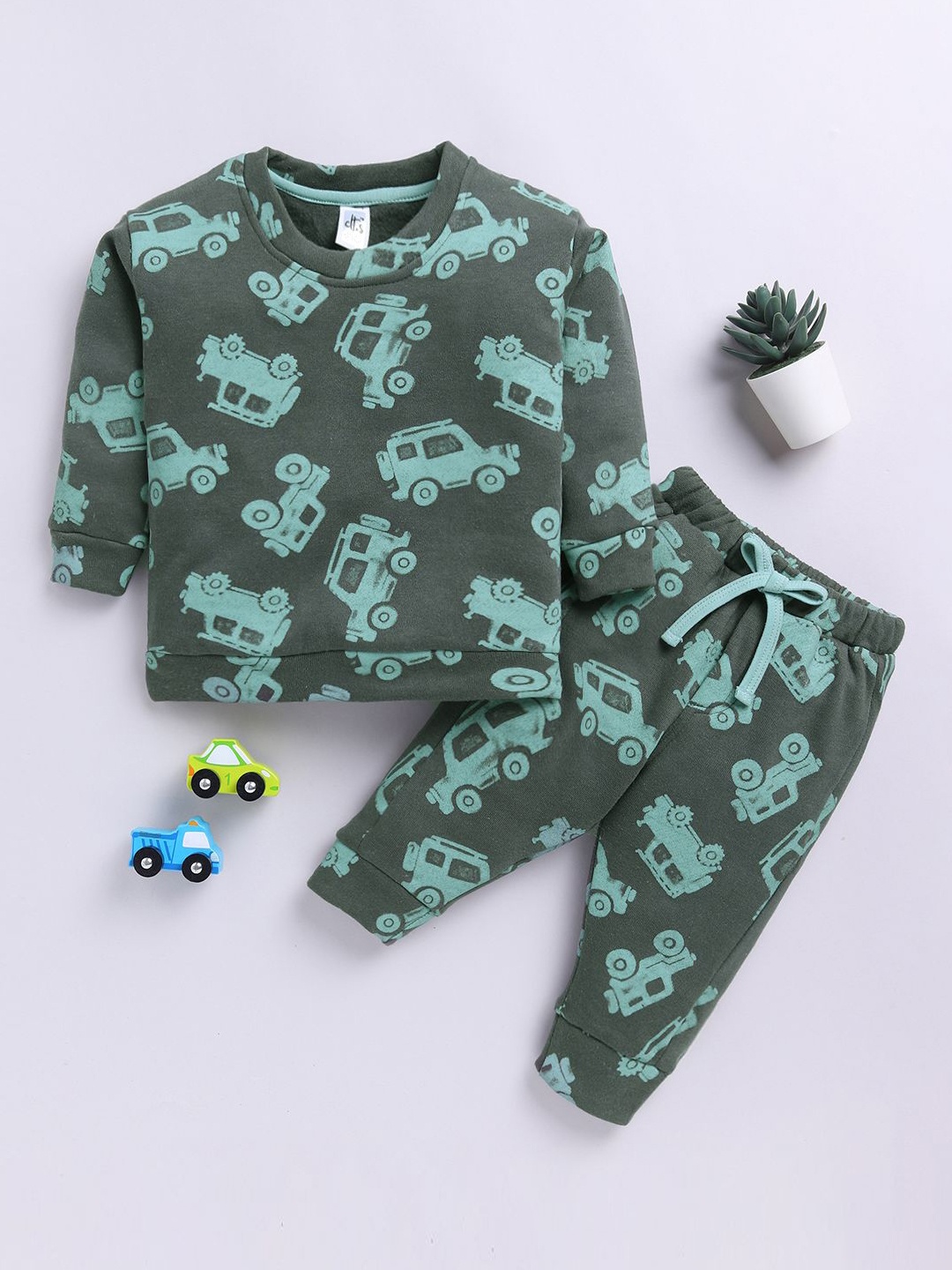 

Clt.s Kids - Unisex Printed Pure Cotton Round Neck Night suit, Grey