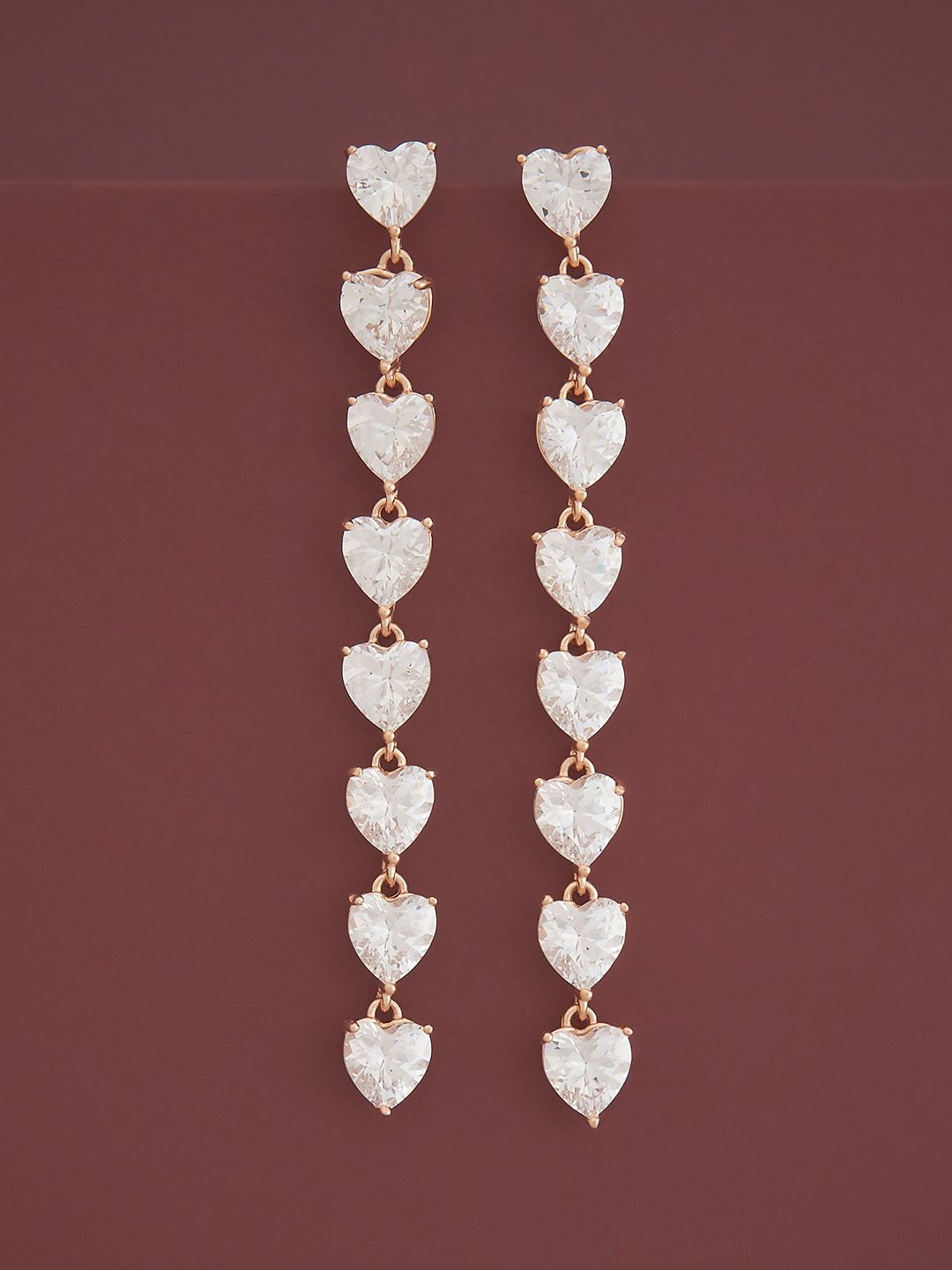 

Kushal's Fashion Jewellery Sterling Silver Zircon Rose Gold-Plated Drop Earrings