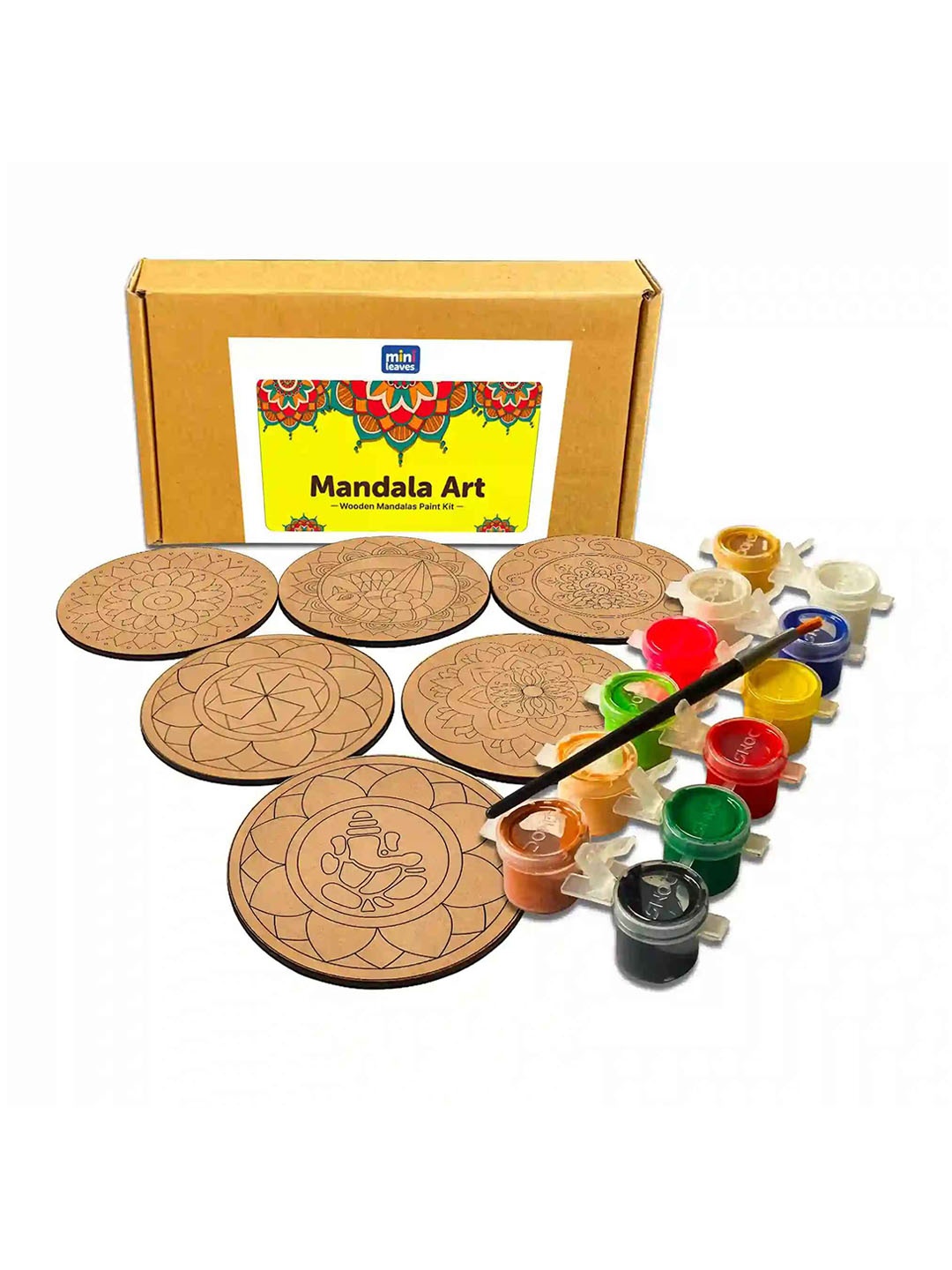 

Mini Leaves Kids Set 6 Mandala Art and Craft, Brown