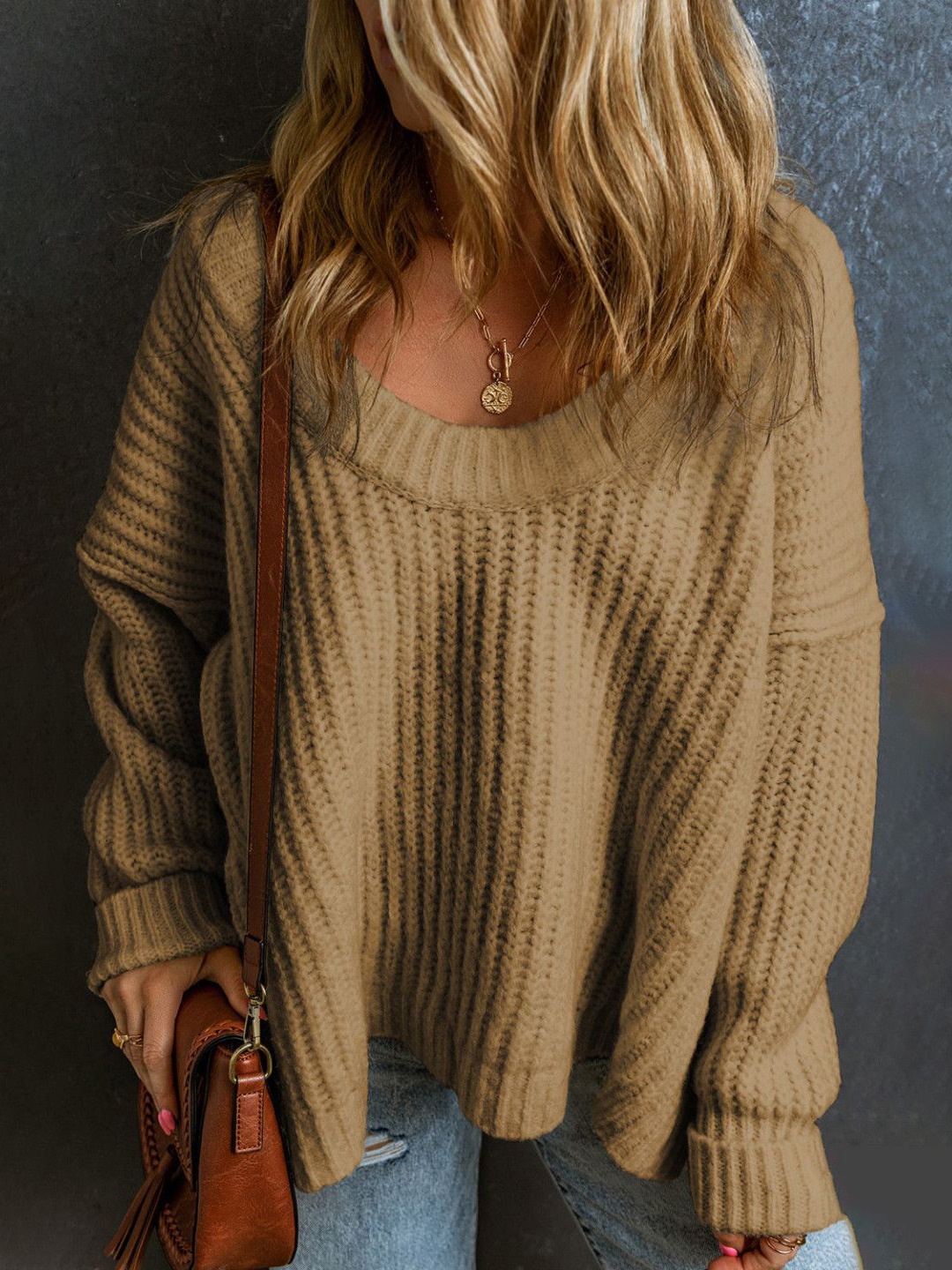 

StyleCast Women Round Neck Pullover, Khaki