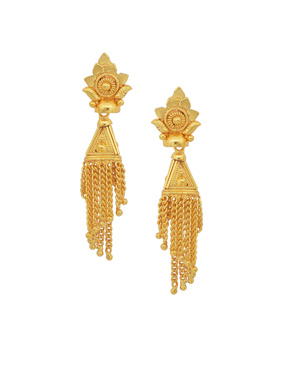 

MEMOIR Gold-Plated Dome Shaped Tasselled Jhumkas