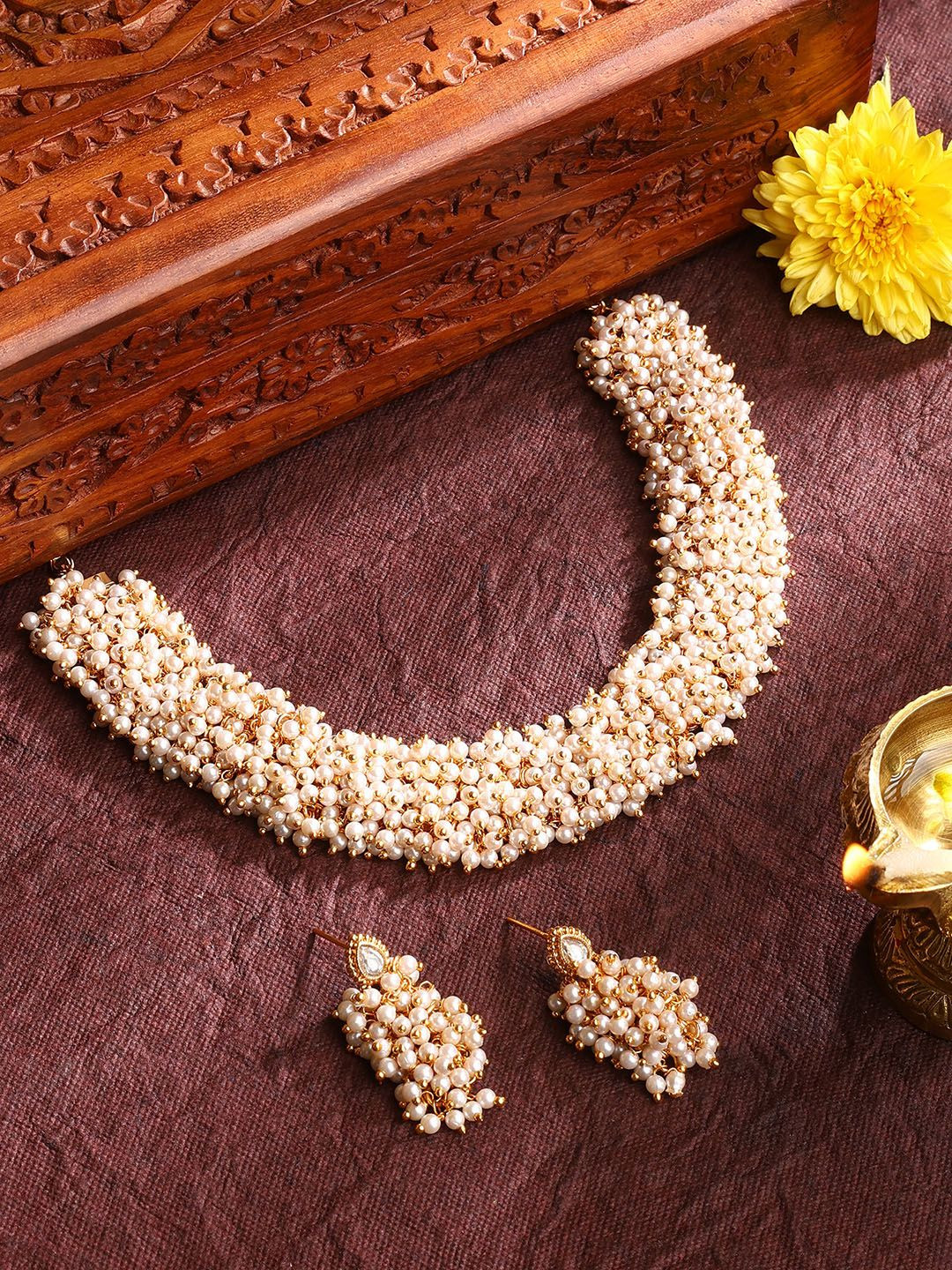 

Priyaasi Gold Plated Pearl Beaded Jewellery Set
