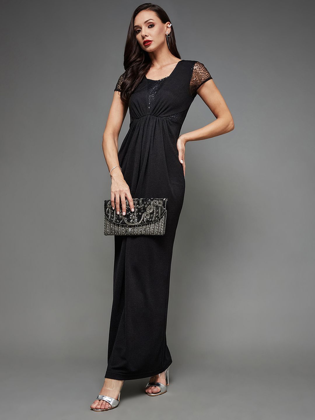 

Miss Chase Women Embellished Maxi Dress, Black