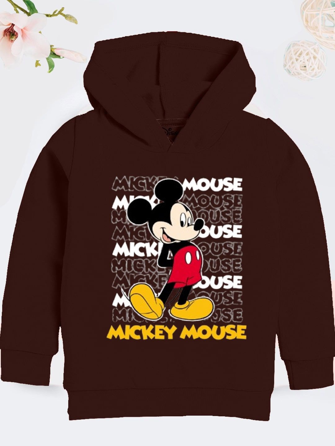 

YK Disney Boys Graphic Printed Hooded Sweatshirt, Coffee brown