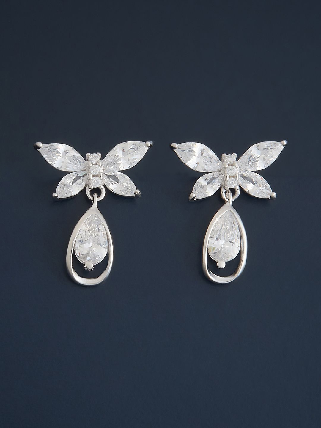 

Kushal's Fashion Jewellery Sterling Silver Zircon Rhodium-Plated Drop Earrings