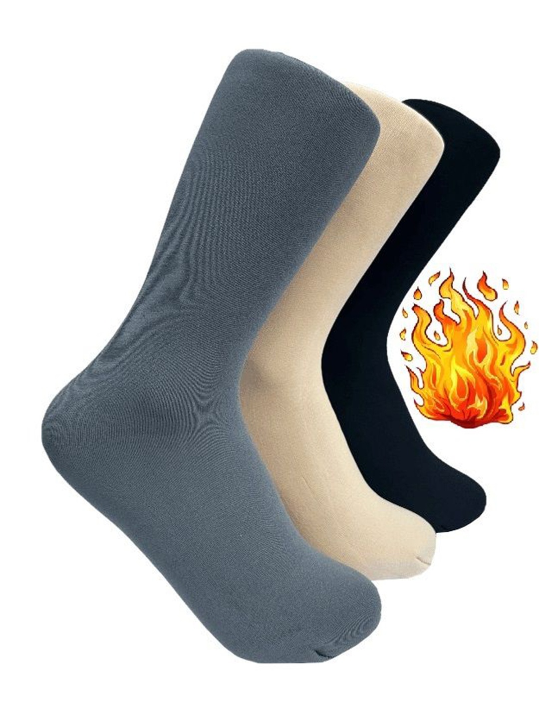 

Alexvyan Women Pack Of 3 Patterned Calf-Length Socks, Grey