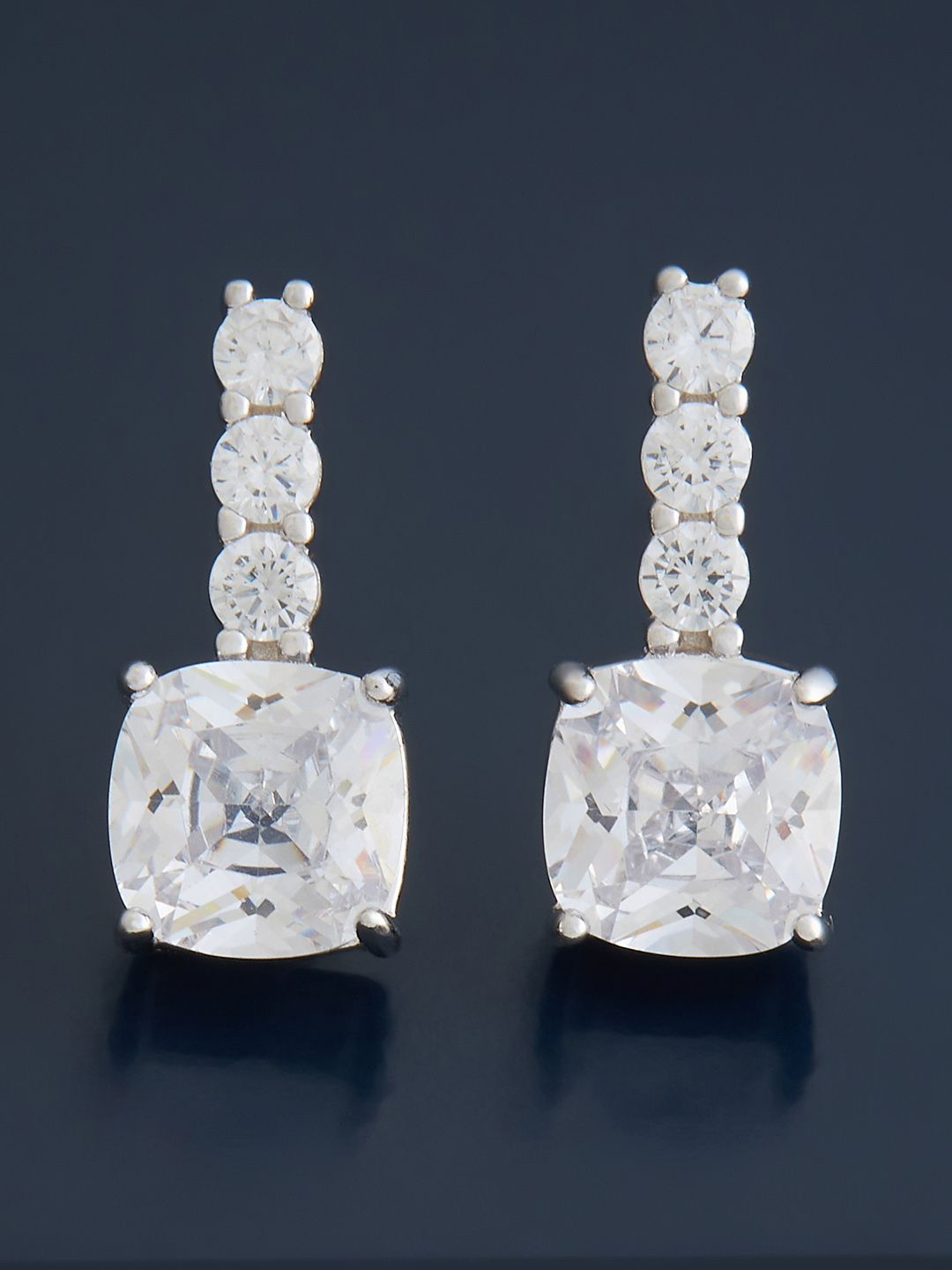 

Kushal's Fashion Jewellery Sterling Silver Zircon Rhodium-Plated Studs