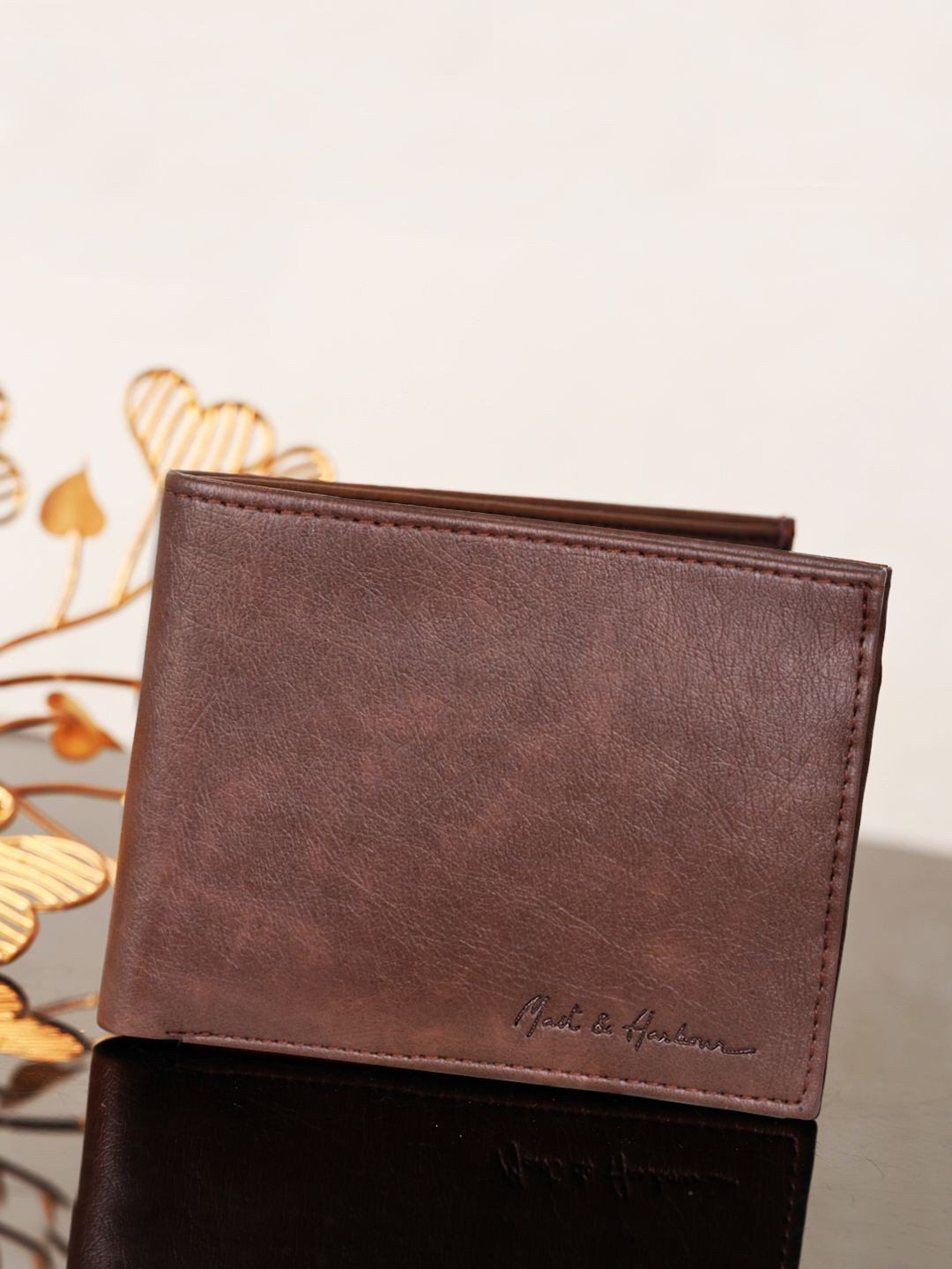 

Mast & Harbour Men Leather Two Fold Wallet, Brown