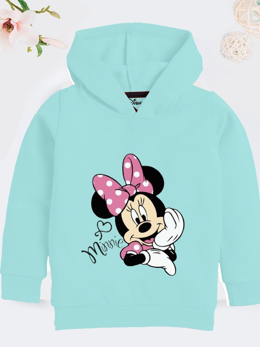 

YK Disney Girls Graphic Printed Hooded Sweatshirt, Turquoise blue