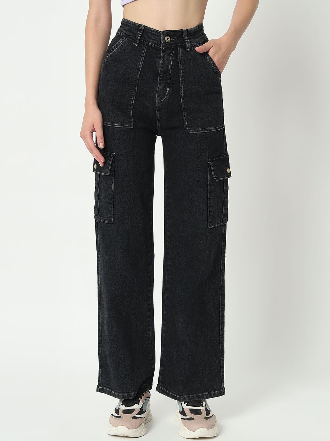

M MODDY Women Jean Straight Fit High-Rise Stretchable Jeans, Grey