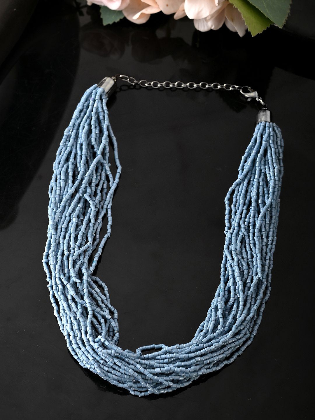 

RICHEERA Artificial Beads Beaded Layered Necklace, Grey